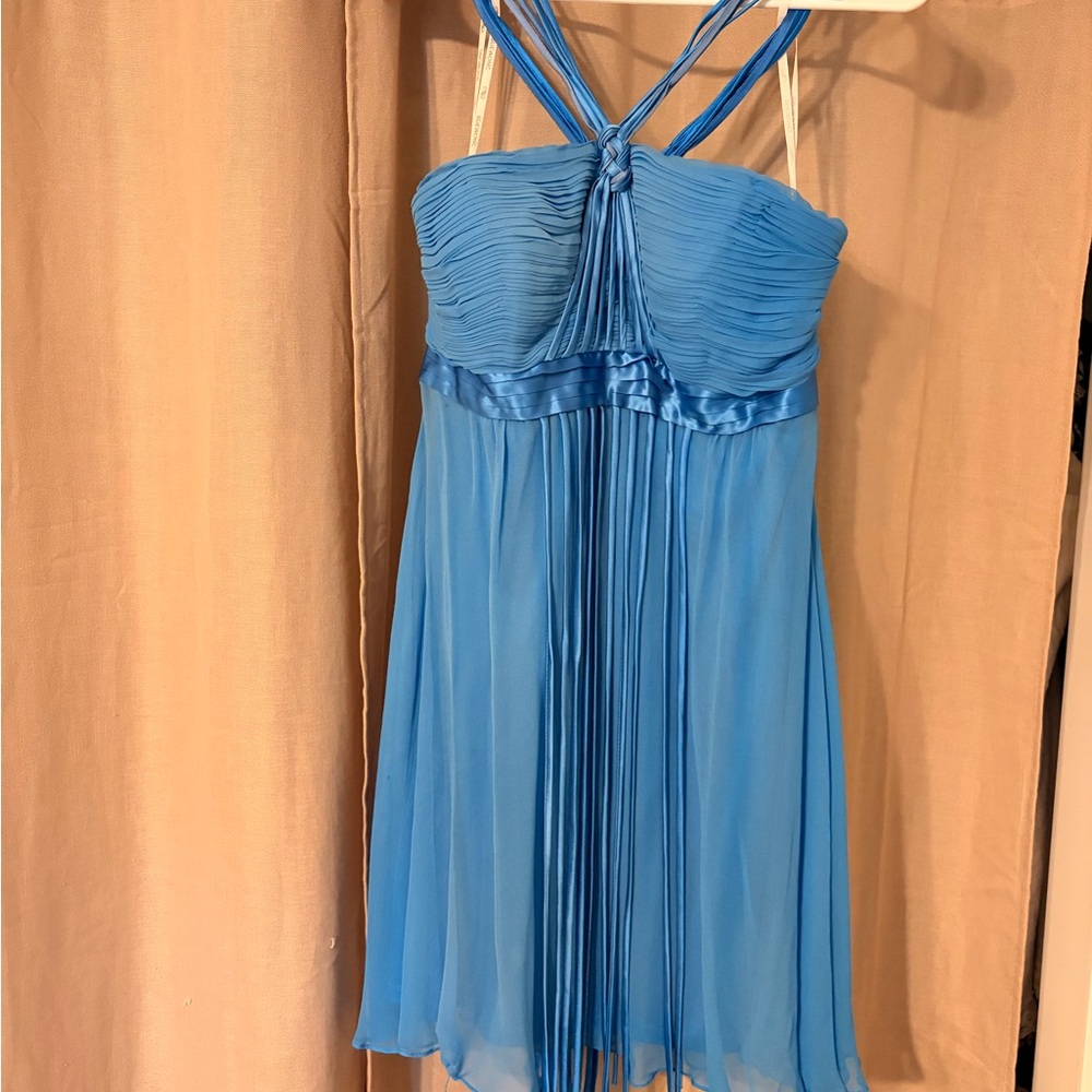 Sue Wong - Sky Blue Pleated Chiffon Halter Dress
